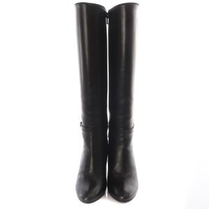 DIANA エナメル ロングブーツ レザー ポインテッドトゥ 22.5cm 黒 ブラック /SR18