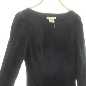 René デニム ジップアップワンピース ひざ丈 長袖 32 濃紺 ダークネイビー