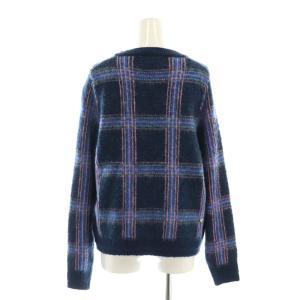 MUVEIL チェック 長袖 ニット セーター 紺 ピンク 青 緑