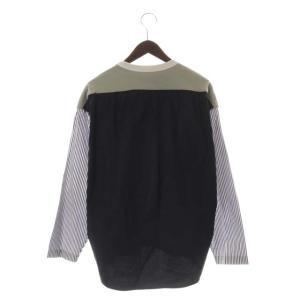 TOMORROWLAND 22AW コットン ストライプ シャツコンビデザインプルオーバー 長袖 XS 白 ホワイト 黒 ブラック