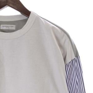 TOMORROWLAND 22AW コットン ストライプ シャツコンビデザインプルオーバー 長袖 XS 白 ホワイト 黒 ブラック