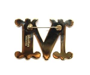 Max Mara ブローチ モノグラムロゴ BATH2 レッド