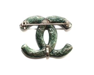 CHANEL ブローチ ココマーク グリーン 05A