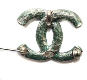 CHANEL ブローチ ココマーク グリーン 05A