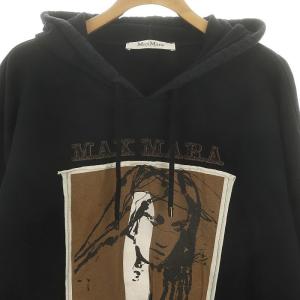 Max Mara 近年モデル 白タグ ロゴ パーカー トレーナー フード付き F 黒 ブラック マルチカラー