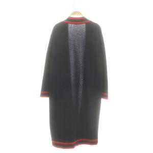 L'Appartement LONG CARDIGAN with LINE カーディガン ロング ニット ウール 36 紺 ネイビー 赤 レッド