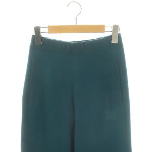 Max Mara 近年モデル 白タグ ウールカシミヤ ロゴ刺繍 ニット ジョガーパンツ ボトムス イージー S 緑 グリーン