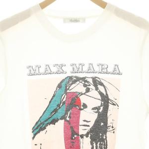 Max Mara 白タグ プリントTシャツ カットソー 半袖 M 白 ホワイト マルチカラー /DO OS