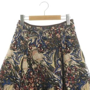 ANAYI ジャガード フラワー フレアスカート ミモレ ロング 36 マルチカラー