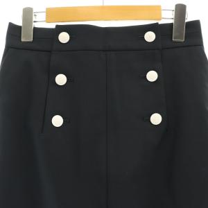 ANAYI 22SS ダブルクロスマリンタイトスカート ロング フロントスリット ストレッチ 36 紺 ネイビー /ES