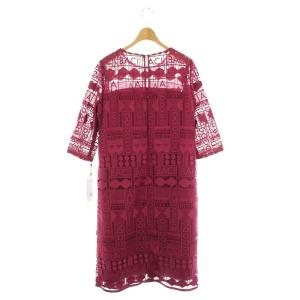 Grace Class レタードレースワンピース ロング ミモレ丈 七分袖 38 ダークピンク