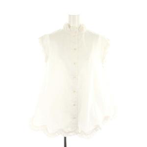 スカラップフリルブラウス ノースリーブ M 白 ホワイト /MI OS
