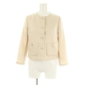 ANAYI セットアップ 二点セット 23SS リネン調バスケットノーカラー ジャケット タイトスカート ロング タック 36 34 ベージュ