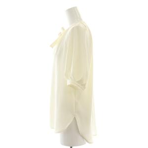 ANAYI タイカラー ブラウス シャツ 半袖 前開き 38 アイボリー