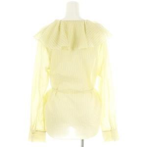 ESTNATION 24SS フリルソフトシアーシャツ Vネック 長袖 38 黄色 イエロー /MF OS