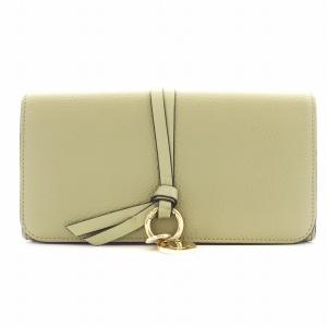 アルファベットチャーム 長財布 二つ折り 小銭入れ レザー ライトグリーン CHC21WP715F573C1