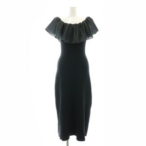 24AW オフショルドッキングニットワンピース ロング丈 マキシ丈 F 黒 ブラック