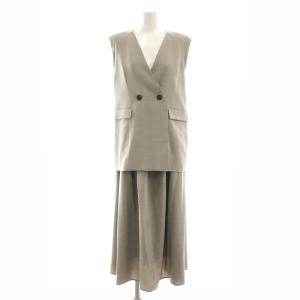 コンビネーションジレワンピース ロング丈 マキシ丈 ノースリーブ 01 S グレー