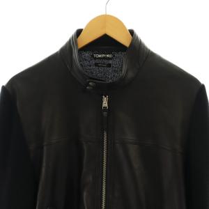 TOM FORD 21SS ニット切替レザージャケット 50 ブラック TFK157