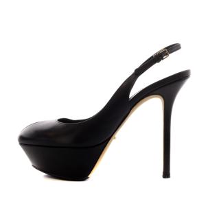 Sergio Rossi サンダル オープントゥ ハイヒール レザー 36 23cm 黒 ブラック /AK2 SH