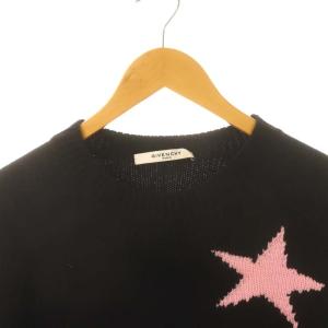 GIVENCHY スター ウール ニット セーター 長袖 M 黒 ブラック ピンク