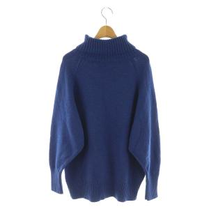 23区 ウールカシミヤブレンドバルキー タートルネック ニット セーター 長袖 プルオーバー 38 M 青 ブルー