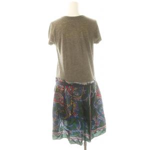 sacai ドッキングチュニック Tシャツドレス ひざ丈 半袖 1 S グレー マルチカラー