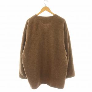 08sircus 22AW アルパカシャギーカラーレスジャケット ノーカラー ウール混 5 茶 ブラウン