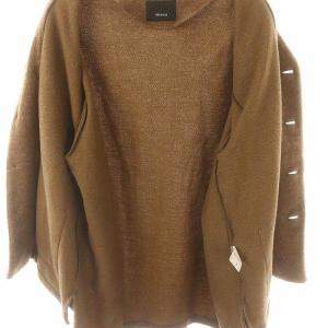 08sircus 22AW アルパカシャギーカラーレスジャケット ノーカラー ウール混 5 茶 ブラウン