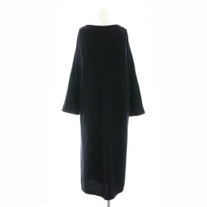 GALERIE VIE 22AW ファインブークレー ボートネックワンピース ロング 長袖 F 黒 ブラック