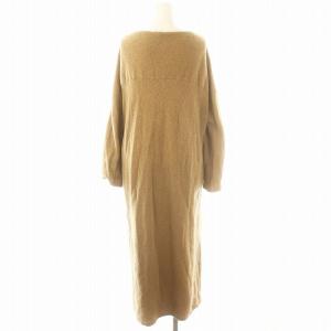 GALERIE VIE 22AW ファインブークレー ボートネックワンピース ロング マキシ丈 長袖 ウール F ベージュ /MI