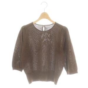ビアッジョブルー シャイニーラメプルオーバー カットソー 七分袖 2 茶 ブラウン /MF OS