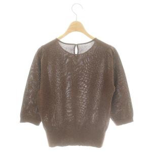 Viaggio Blu ビアッジョブルー シャイニーラメプルオーバー カットソー 七分袖 2 茶 ブラウン /MF OS