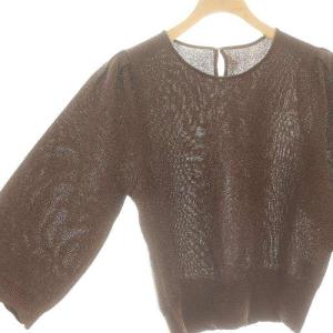 Viaggio Blu ビアッジョブルー シャイニーラメプルオーバー カットソー 七分袖 2 茶 ブラウン /MF OS