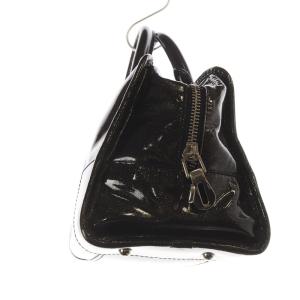 LOEWE アマソナ28 エナメル ラメ ハンドバッグ ブラック