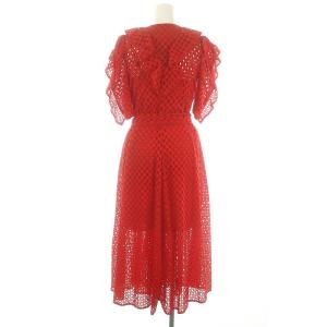 MYLAN Cotton Lace Ruffle Wrap Dress S レッド