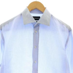 EMPORIO ARMANI MODERN FIT 長袖シャツ モダンフィット 39 15 1/2 青 ブルー