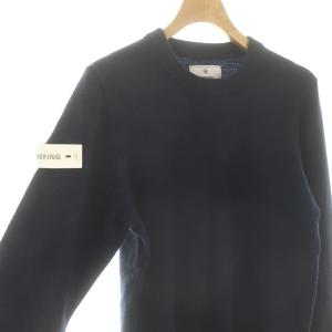 BRIEFING ワッペン装飾 カシミヤクルーネックニット セーター 長袖 M 紺 ネイビー BRG233W72