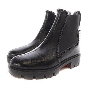 Christian Louboutin OUT LINA SPIKE LUG FL サイドゴアブーツ 37.5 ブラック