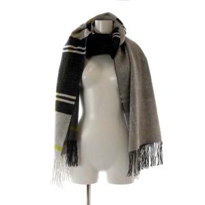 TOMORROWLAND ストール マフラー チェック カシミヤ フリンジ グレー 黒 ブラック