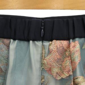 GRACE CONTINENTAL 23AW チュールフラワー刺繍スカート ロング フレア ミモレ丈 38 青 ピンク ベージュ