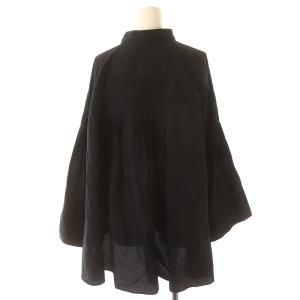 Mame Kurogouchi Silk Cotton Tucked Blouse 1 ダークネイビー