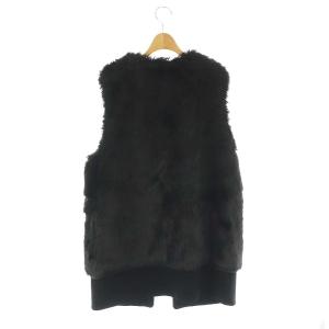 23区 22AW ECOPEL エコファー コンビ ジレ ベスト 前開き 総裏地 38 黒 ブラック