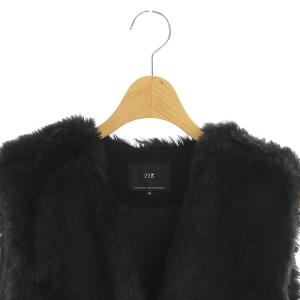 23区 22AW ECOPEL エコファー コンビ ジレ ベスト 前開き 総裏地 38 黒 ブラック