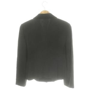 EMPORIO ARMANI ストライプ ベロア襟 テーラードジャケット 総裏地 42 黒 ブラック