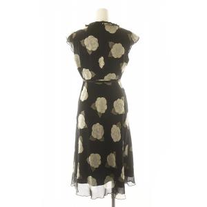 M'S GRACY カメリア フリル カシュクールワンピース ロング フレンチスリーブ 38 黒 ブラック