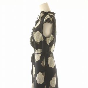 M'S GRACY カメリア フリル カシュクールワンピース ロング フレンチスリーブ 38 黒 ブラック