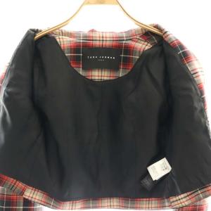 TARA JARMON 23年製 タータンチェックジャケット ショート丈 短丈 フェイクパールボタン 36 S 赤 レッド /KO