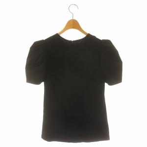 BORDERS at BALCONY バックジップ ジャージー×タフタ パフ Tシャツ 半袖 パフスリーブ 異素材 36 S 黒 ブラック