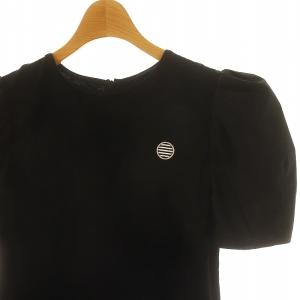 BORDERS at BALCONY バックジップ ジャージー×タフタ パフ Tシャツ 半袖 パフスリーブ 異素材 36 S 黒 ブラック